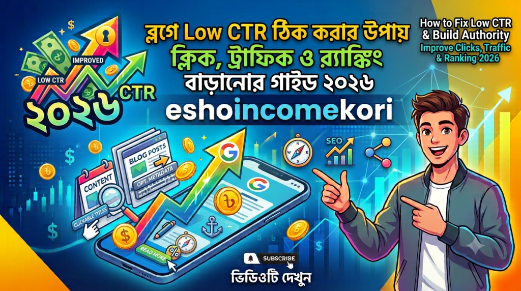 How to Fix Low CTR in Blog 2026 – Improve Clicks, Traffic & Google Ranking Fast ব্লগে Low CTR ঠিক করার উপায় ২০২৬ – ক্লিক, ট্রাফিক ও র‍্যাঙ্কিং বাড়ানোর গাইড