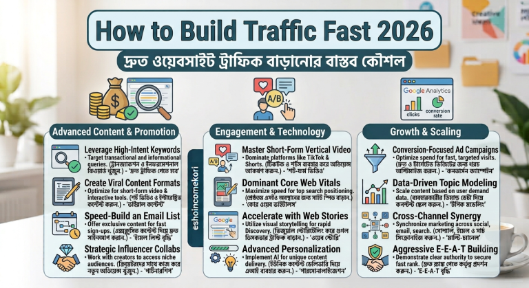 How to Build Traffic Fast 2026: দ্রুত ওয়েবসাইট ট্রাফিক বাড়ানোর বাস্তব কৌশল