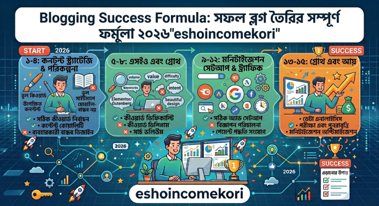 Blogging Success Formula: সফল ব্লগ তৈরির সম্পূর্ণ ফর্মুলা ২০২৬ Blogging Success Formula 2026: ব্লগিংয়ে সফল হওয়ার প্রমাণিত কৌশল