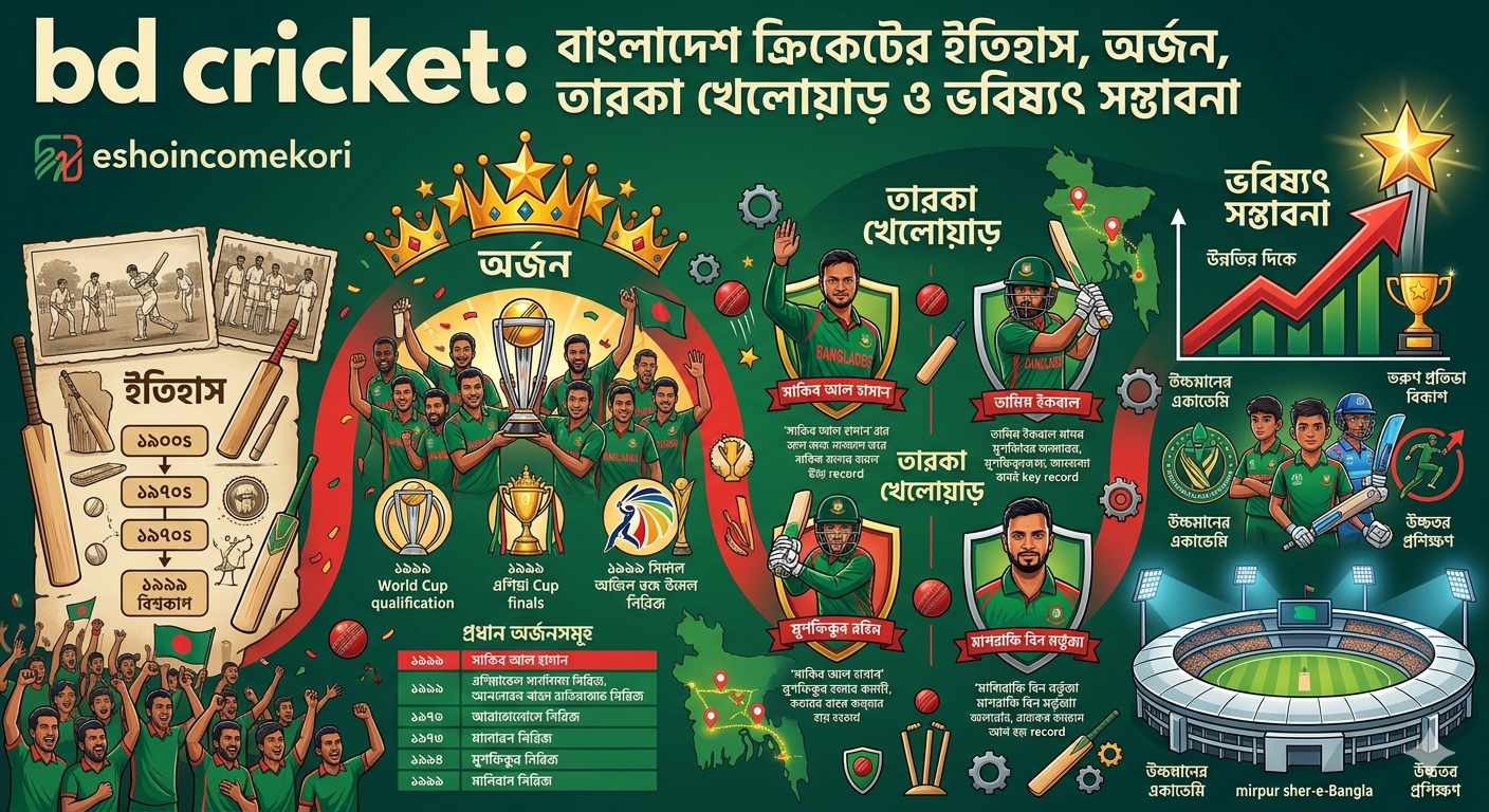 bd cricket: বাংলাদেশ ক্রিকেটের ইতিহাস, অর্জন, তারকা খেলোয়াড় ও ভবিষ্যৎ সম্ভাবনা