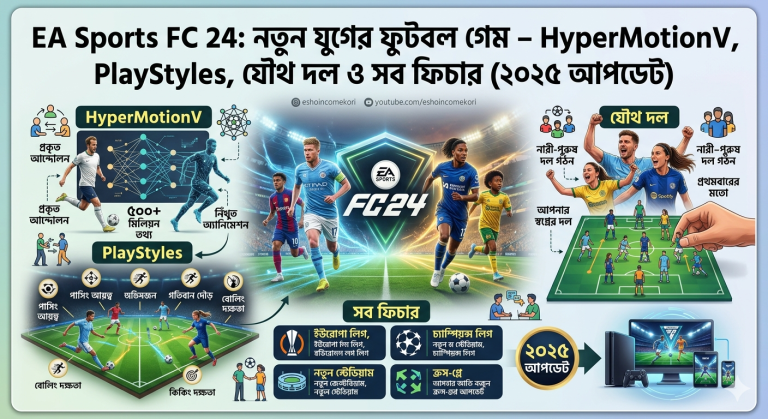 EA Sports FC 24: নতুন যুগের ফুটবল গেম – HyperMotionV, PlayStyles, যৌথ দল ও সব ফিচার (২০২৫ আপডেট)