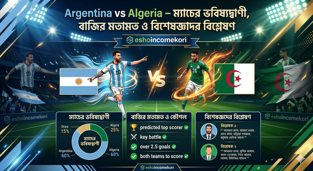 Argentina vs Algeria – ম্যাচের ভবিষ্যদ্বাণী, বাজির মতামত ও বিশেষজ্ঞদের বিশ্লেষণ