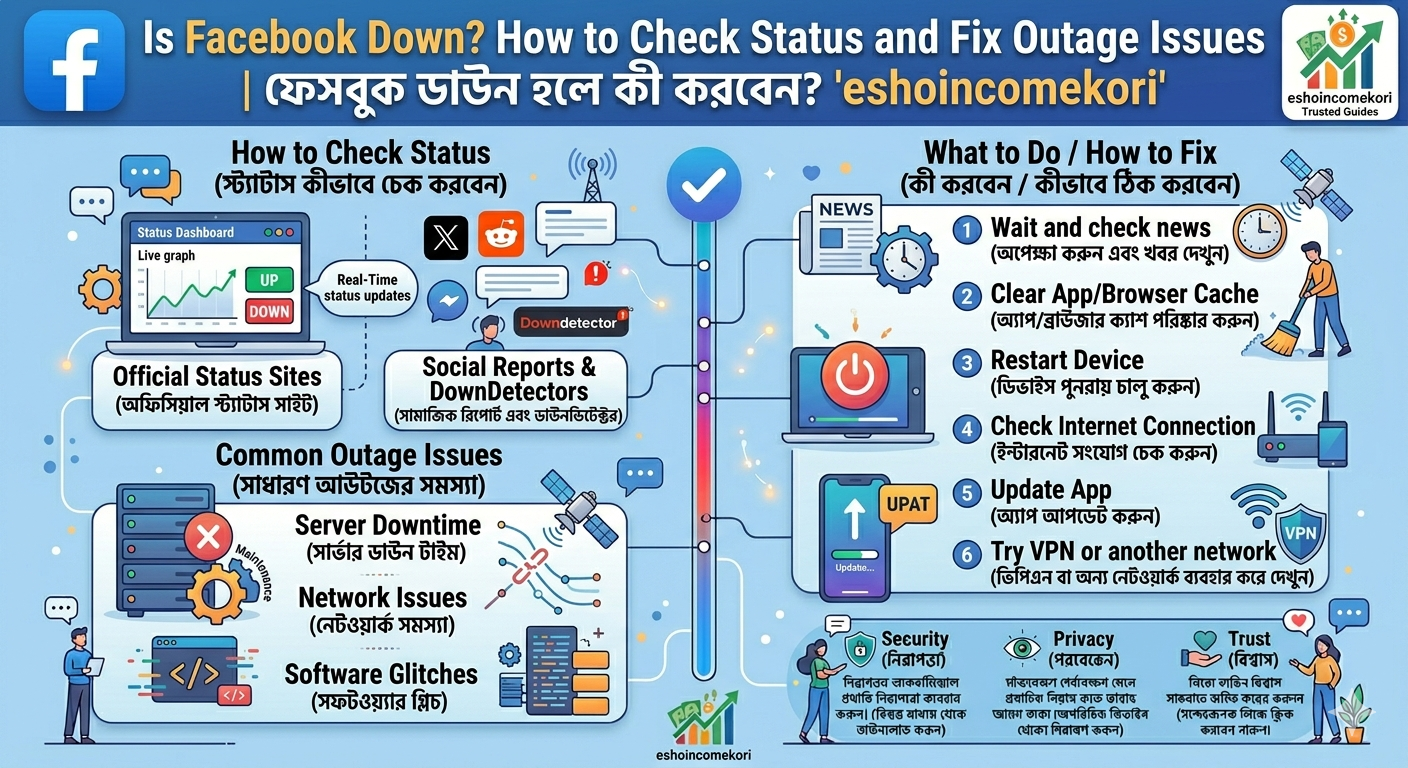 Is Facebook Down? How to Check Status and Fix Outage Issues ফেসবুক ডাউন হলে কী করবেন?