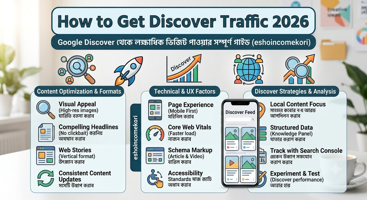 How to Get Discover Traffic 2026: Google Discover থেকে লক্ষাধিক ভিজিট পাওয়ার সম্পূর্ণ গাইড