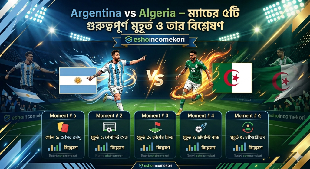 Argentina vs Algeria – ম্যাচের ৫টি গুরুত্বপূর্ণ মুহূর্ত ও তার বিশ্লেষণ