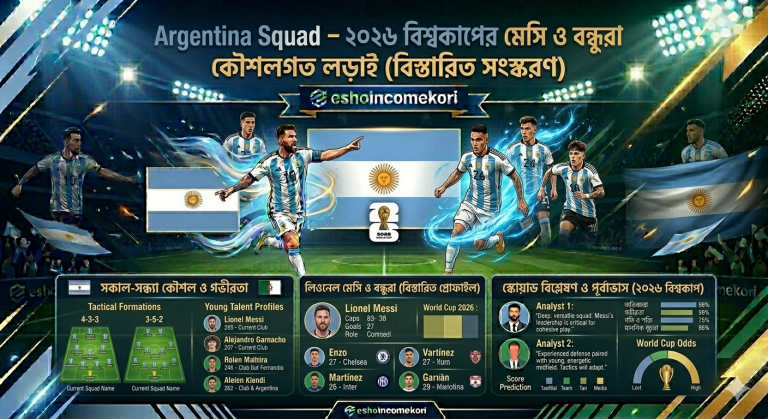  Argentina Squad – ২০২৬ বিশ্বকাপের মেসি ও বন্ধুরা