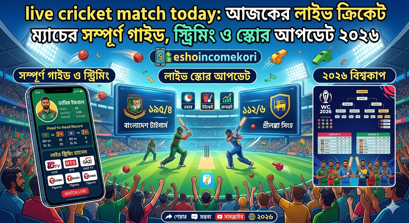 live cricket match today: আজকের লাইভ ক্রিকেট ম্যাচের সম্পূর্ণ গাইড, স্ট্রিমিং ও স্কোর আপডেট ২০২৬