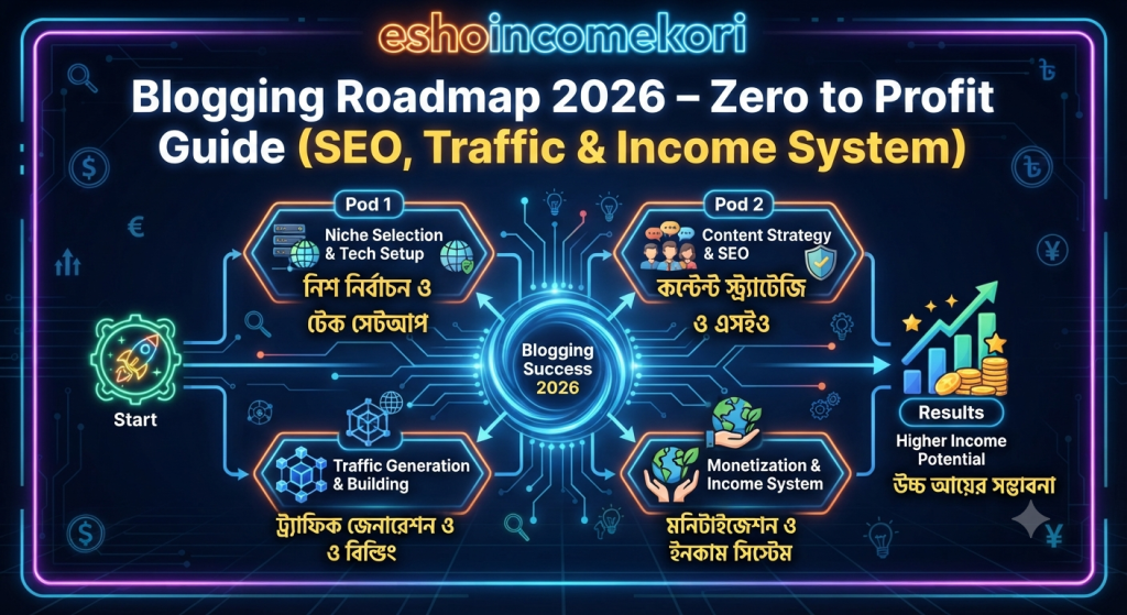 Blogging Roadmap 2026 – Zero to Profit Guide (SEO, Traffic & Income System)