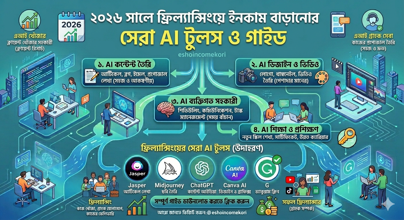 AI Tools for Freelancing Work: ২০২৬ সালে ফ্রিল্যান্সিংয়ে ইনকাম বাড়ানোর সেরা AI টুলস ও গাইড