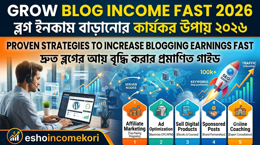 How to Grow Blog Income 2026 – Proven Strategies to Increase Blogging Earnings Fastব্লগ ইনকাম বাড়ানোর উপায় ২০২৬ – দ্রুত আয় বৃদ্ধি করার কার্যকর স্ট্র্যাটেজি