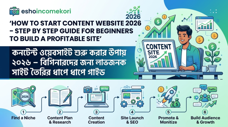 How to Start Content Website 2026 – Step by Step Guide for Beginners to Build a Profitable Site কনটেন্ট ওয়েবসাইট শুরু করার উপায় ২০২৬ – বিগিনারদের জন্য লাভজনক সাইট তৈরির ধাপে ধাপে গাইড