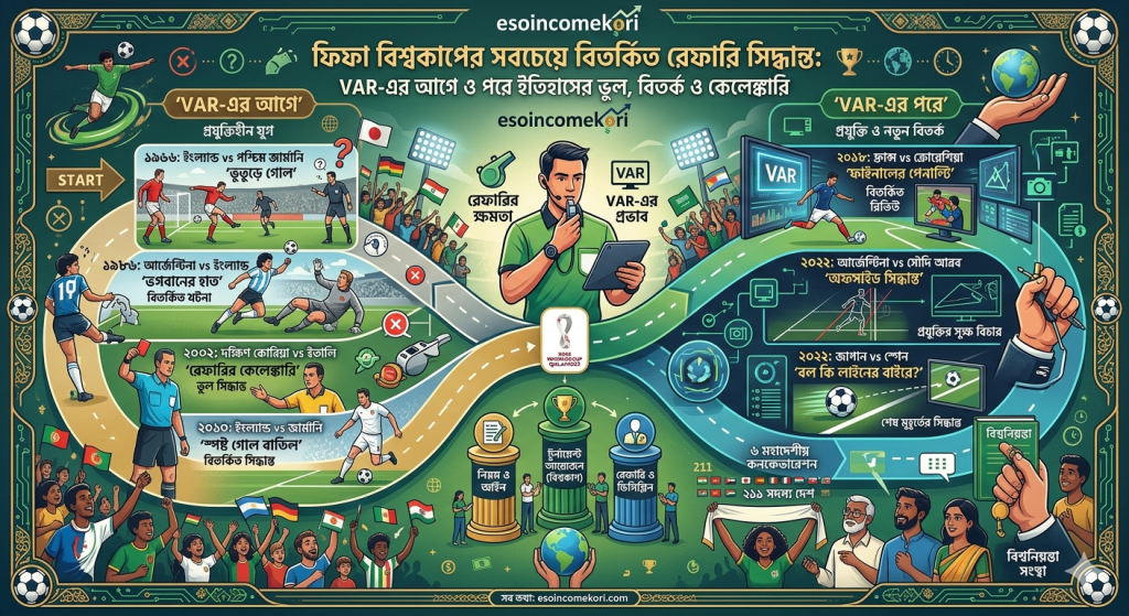 FIFA বিশ্বকাপের সবচেয়ে বিতর্কিত রেফারি সিদ্ধান্ত: VAR-এর আগে ও পরে ইতিহাসের ভুল, বিতর্ক ও কেলেঙ্কারি