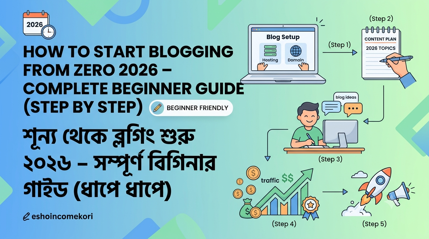 How to Start Blogging from Zero 2026 – Complete Beginner Guide (Step by Step) শূন্য থেকে ব্লগিং শুরু ২০২৬ – সম্পূর্ণ বিগিনার গাইড (ধাপে ধাপে)