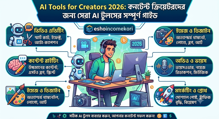 AI Tools for Creators 2026: কনটেন্ট ক্রিয়েটরদের জন্য সেরা AI টুলসের সম্পূর্ণ গাইড