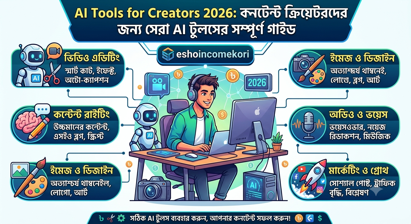 AI Tools for Creators 2026: কনটেন্ট ক্রিয়েটরদের জন্য সেরা AI টুলসের সম্পূর্ণ গাইড