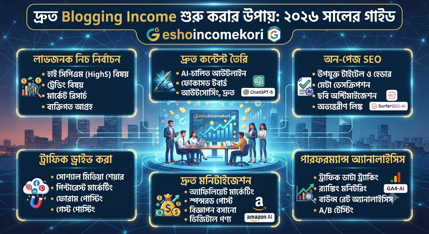 How to Earn Money from Blogging Fast in 2026: দ্রুত Blogging Income শুরু করার উপায়