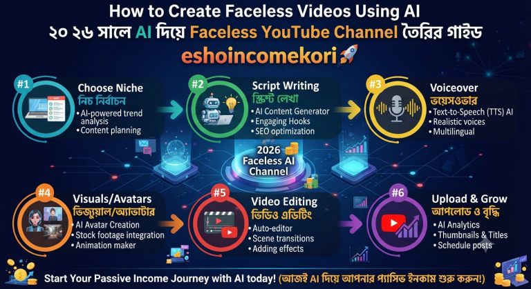 How to Create Faceless Videos Using AI: ২০২৬ সালে AI দিয়ে Faceless YouTube Channel তৈরির গাইড