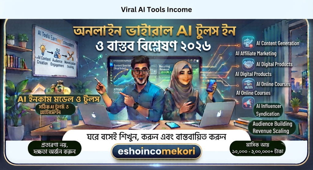 Viral AI tools income অনলাইন ভাইরাল AI টুলস ইনকাম ও বাস্তব বিশ্লেষণ ২০২৬