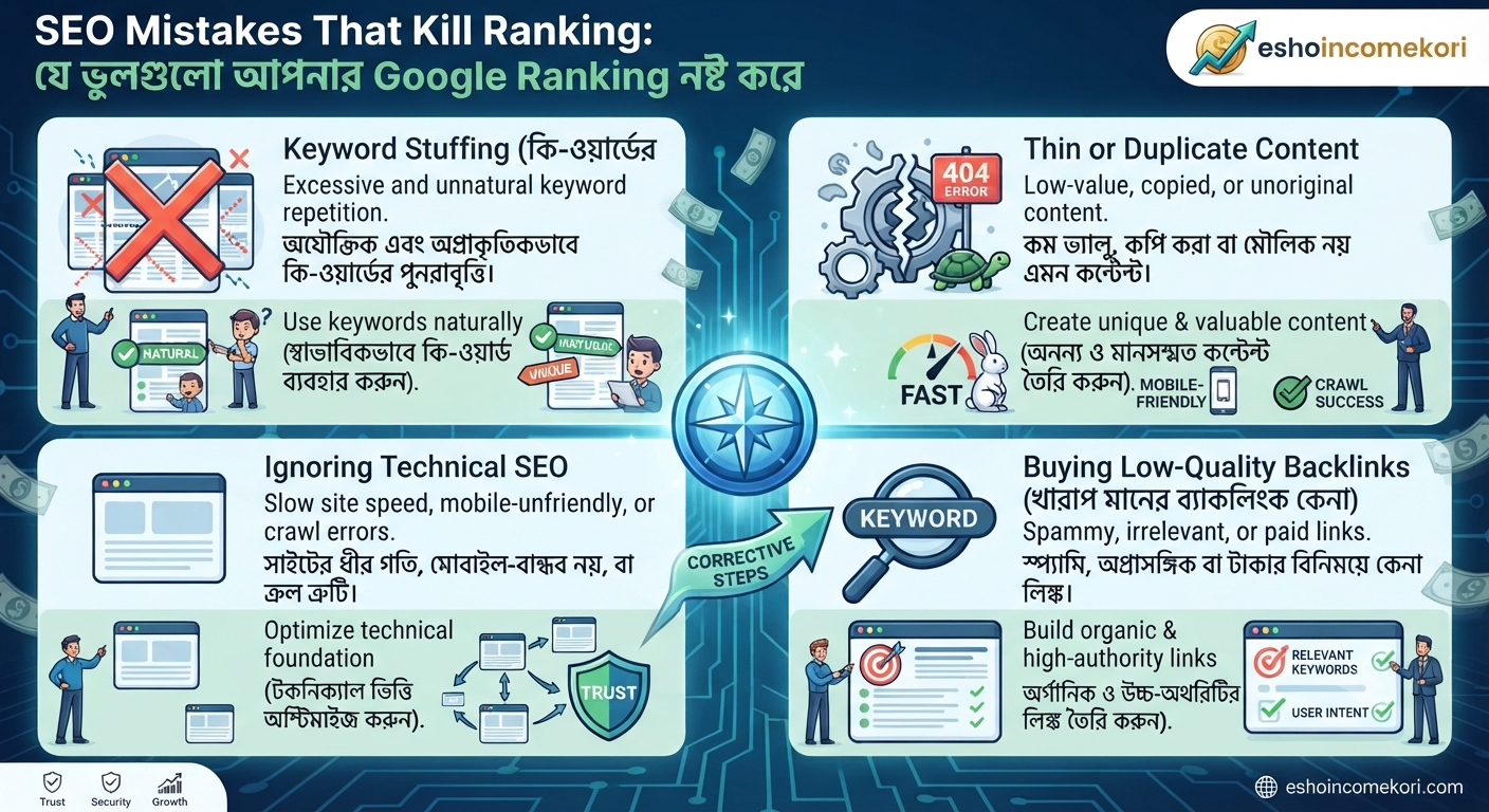 SEO Mistakes That Kill Ranking: যে ভুলগুলো আপনার Google Ranking নষ্ট করে