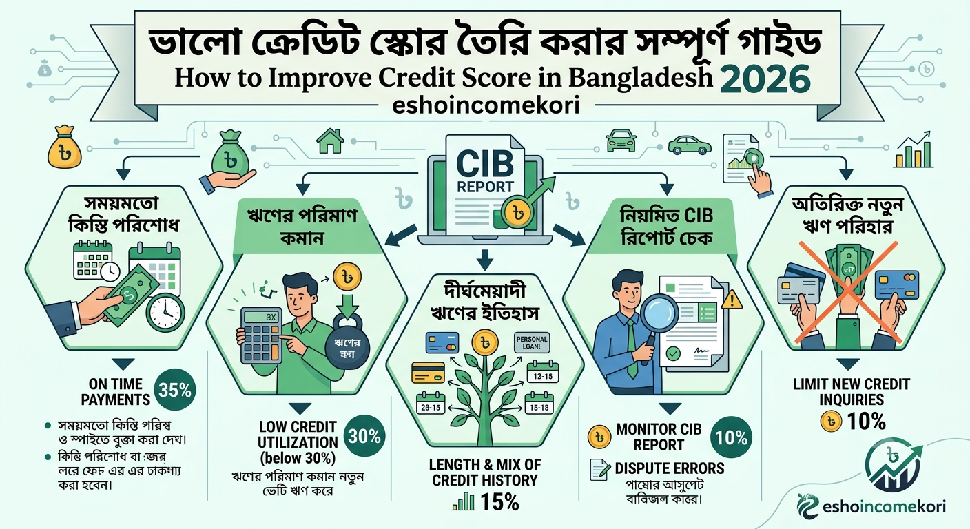 How to Improve Credit Score in Bangladesh 2026: ভালো ক্রেডিট স্কোর তৈরি করার সম্পূর্ণ গাইড