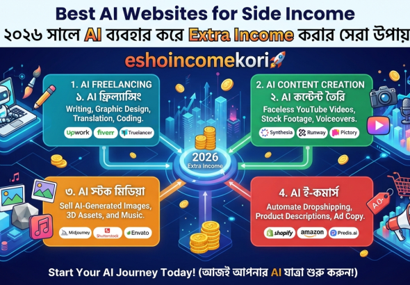 Best AI Websites for Side Income: ২০২৬ সালে AI ব্যবহার করে Extra Income করার সেরা উপায়