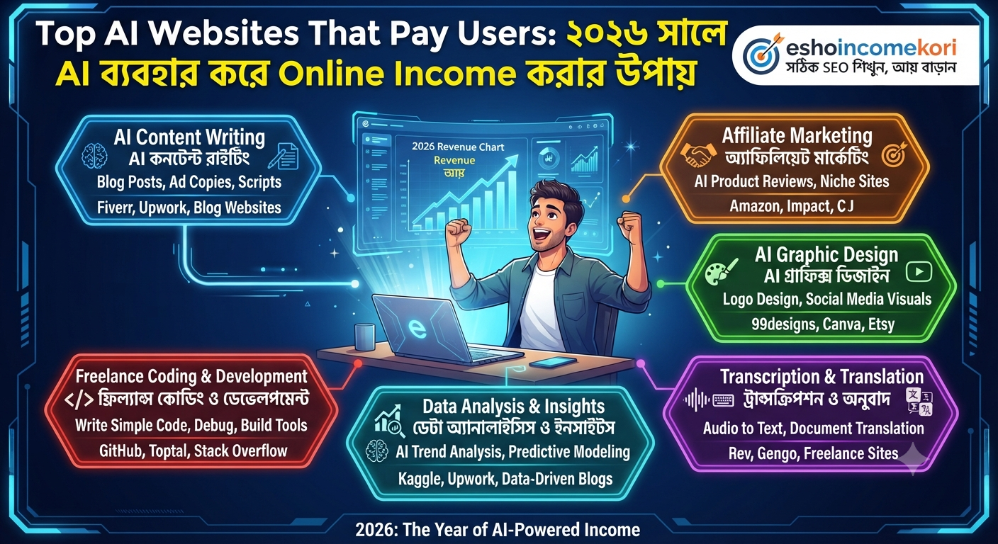 Top AI Websites That Pay Users: ২০২৬ সালে AI ব্যবহার করে Online Income করার উপায়