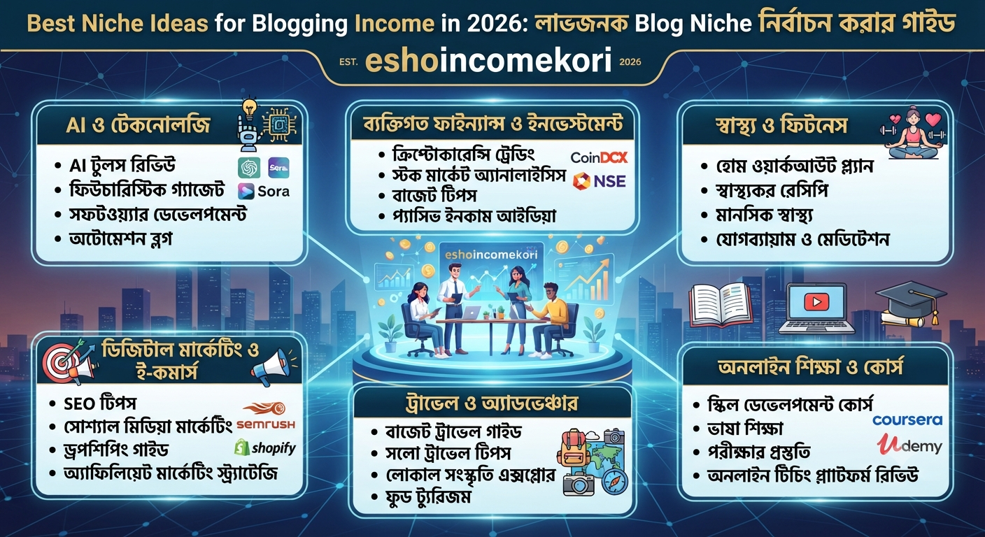 Best Niche Ideas for Blogging Income in 2026: লাভজনক Blog Niche নির্বাচন করার গাইড
