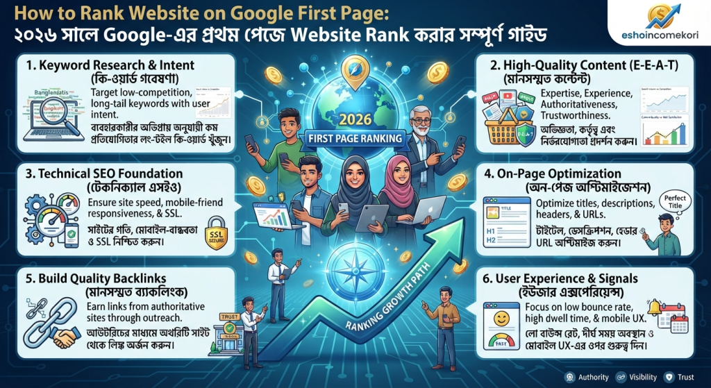 How to Rank Website on Google First Page: ২০২৬ সালে Google-এর প্রথম পেজে Website Rank করার সম্পূর্ণ গাইড