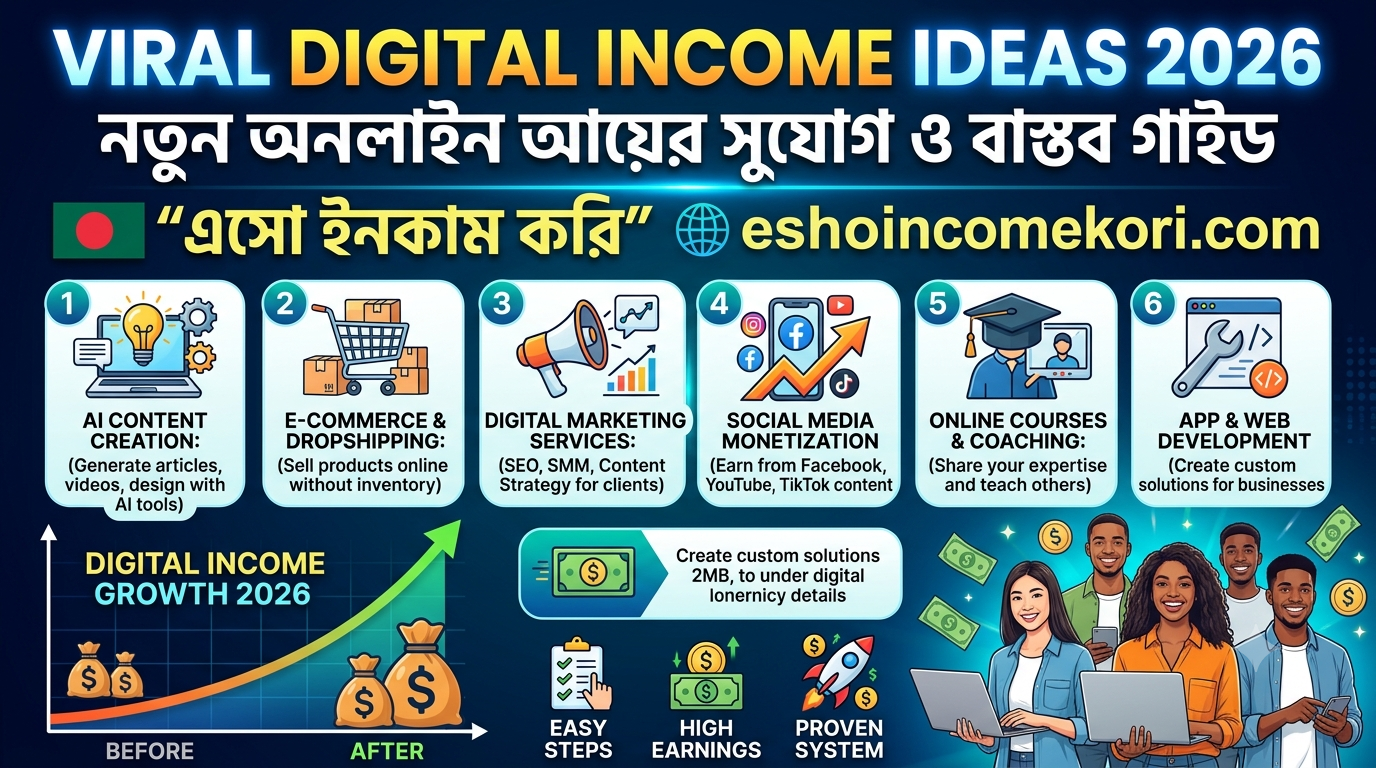 Viral Digital Income Ideas 2026 – নতুন অনলাইন আয়ের সুযোগ ও বাস্তব গাইড