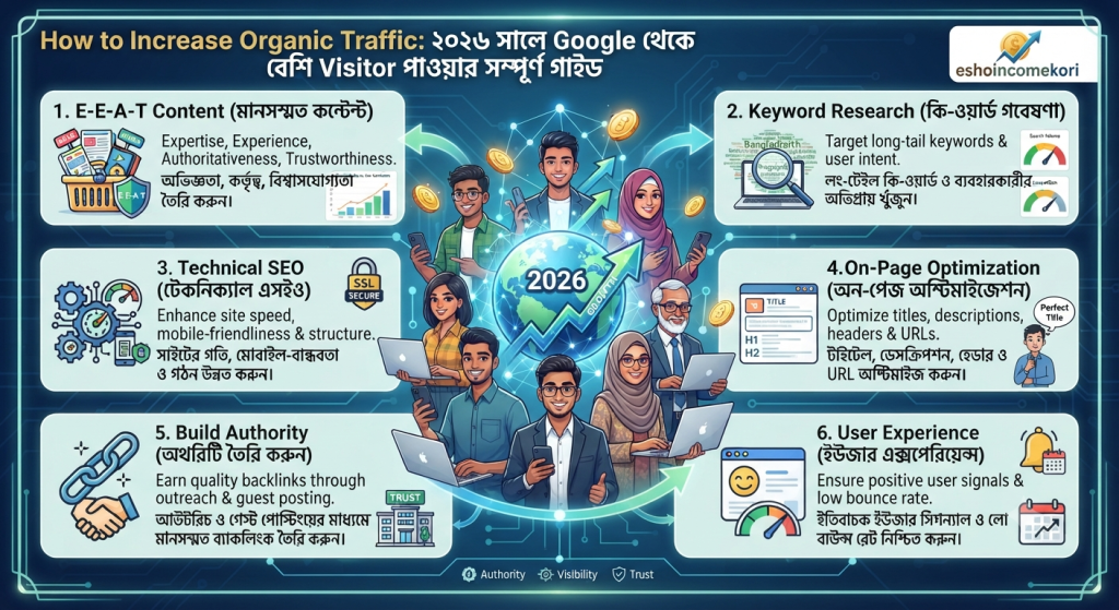 How to Increase Organic Traffic: ২০২৬ সালে Google থেকে বেশি Visitor পাওয়ার সম্পূর্ণ গাইড