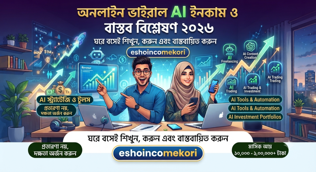Viral AI income অনলাইন ভাইরাল AI ইনকাম ও বাস্তব বিশ্লেষণ ২০২৬বর্তমানে ইন্টারনেটে একটি খুব জনপ্রিয় বাক্য দেখা যাচ্ছে Viral AI income এই ধরনের কনটেন্ট সাধারণত এমন কৃত্রিম বুদ্ধিমত্তা ভিত্তিক অনলাইন ইনকাম আইডিয়াকে বোঝায় যেগুলো খুব দ্রুত সোশ্যাল মিডিয়ায় ছড়িয়ে পড়ে এবং মানুষ মনে করে AI টুল ব্যবহার করে সহজে ঘরে বসে টাকা আয় করা সম্ভব