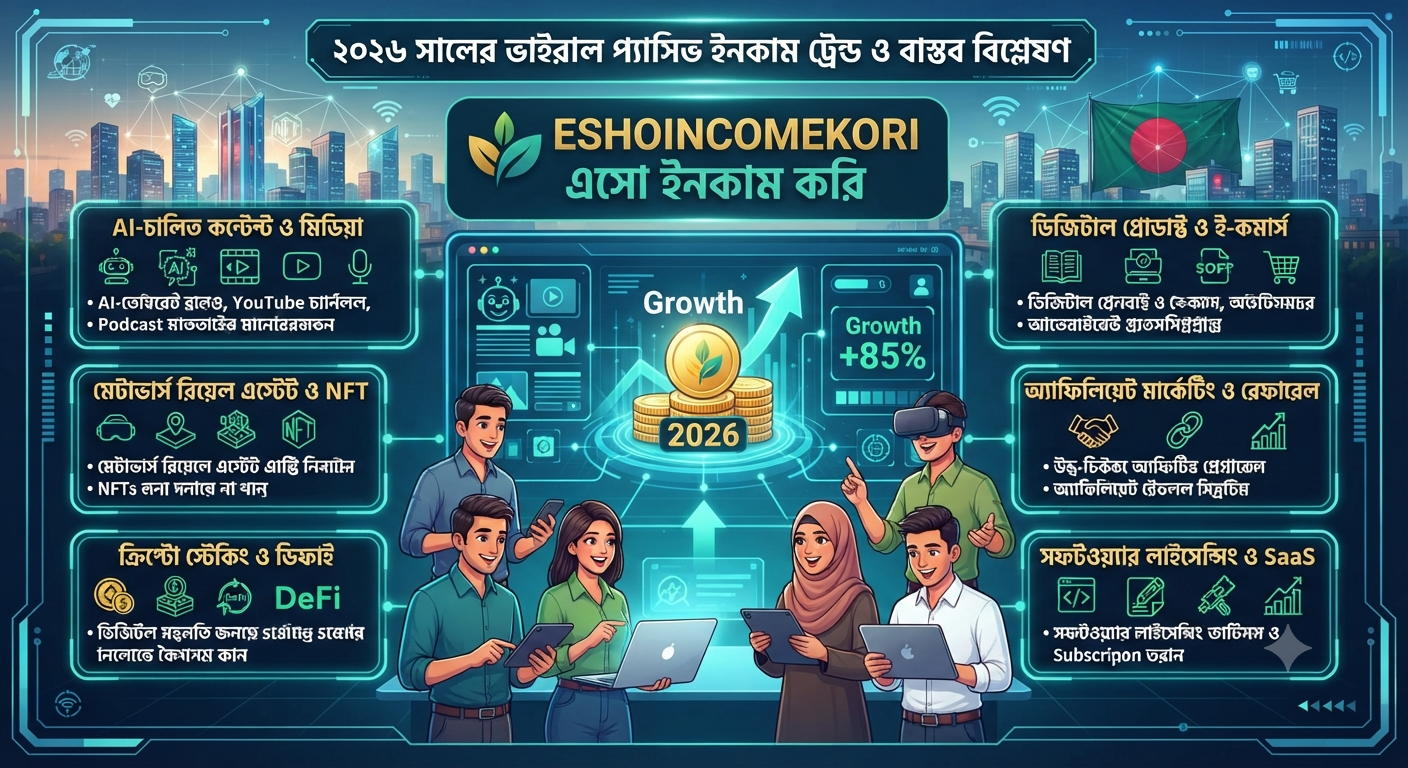 Online passive income viral method ২০২৬ সালের ভাইরাল প্যাসিভ ইনকাম ট্রেন্ড ও বাস্তব বিশ্লেষণ