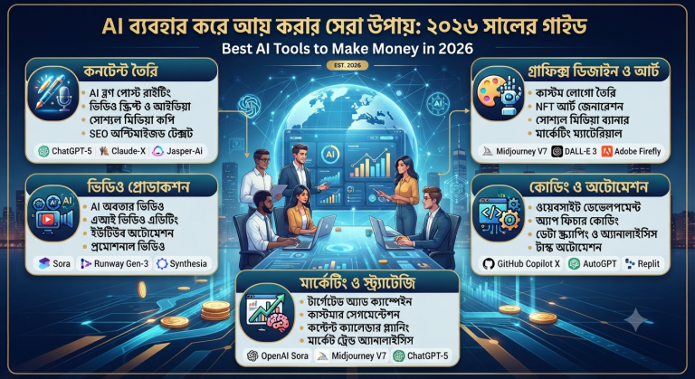 Best AI Tools to Make Money in 2026: AI ব্যবহার করে আয় করার সেরা উপায়