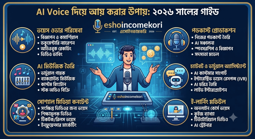How to Make Money with AI Voice Tools: ২০২৬ সালে AI Voice দিয়ে আয় করার উপায়