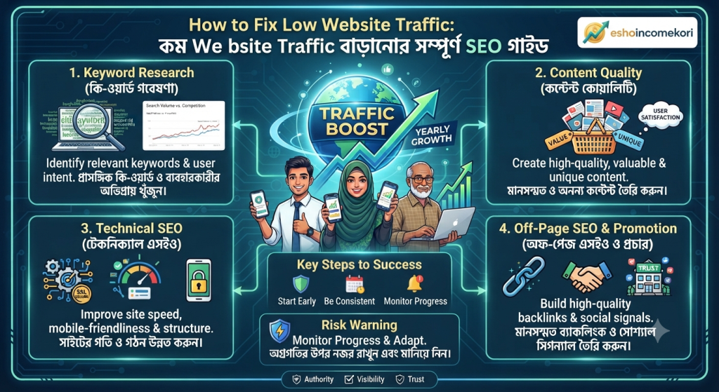 How to Fix Low Website Traffic: কম Website Traffic বাড়ানোর সম্পূর্ণ SEO গাইড
