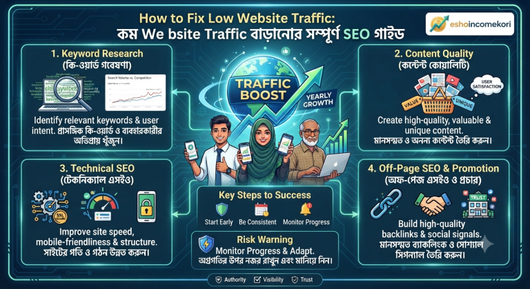 How to Fix Low Website Traffic: কম Website Traffic বাড়ানোর সম্পূর্ণ SEO গাইড