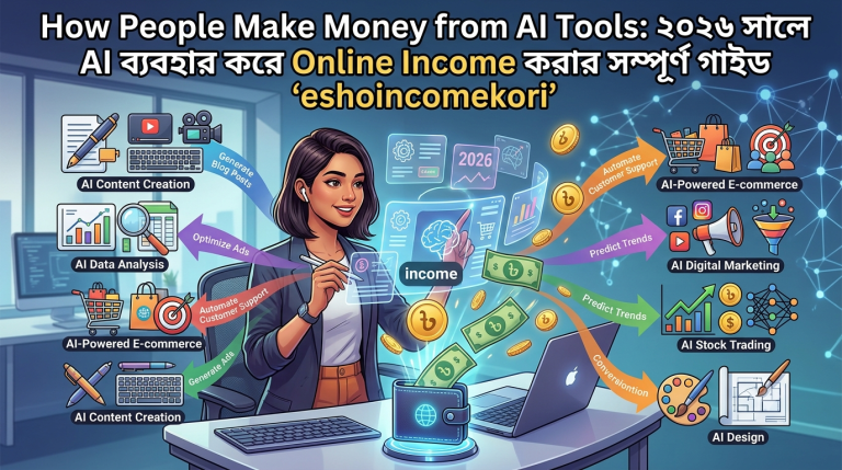 How People Make Money from AI Tools: ২০২৬ সালে AI ব্যবহার করে Online Income করার সম্পূর্ণ গাইড