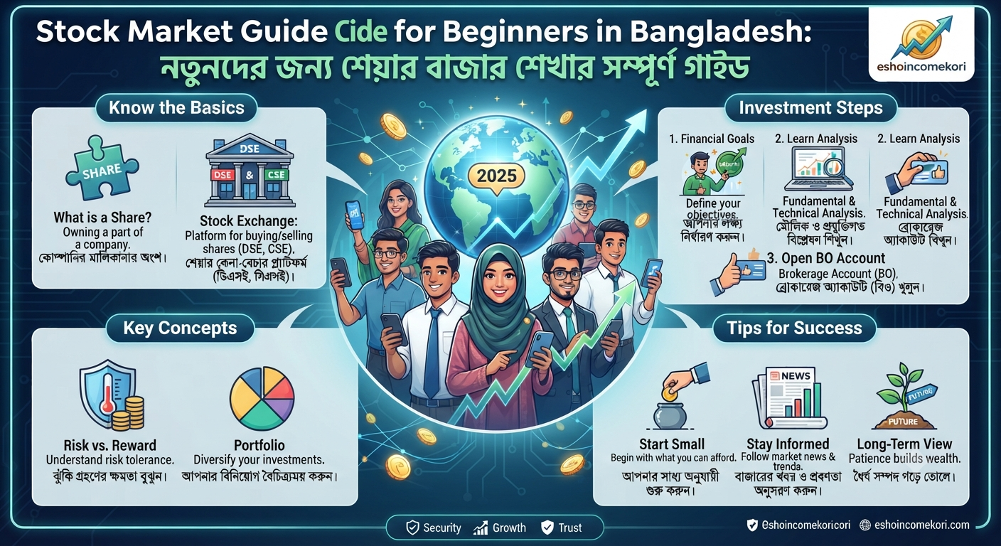 Stock Market Guide for Beginners in Bangladesh: নতুনদের জন্য শেয়ার বাজার শেখার সম্পূর্ণ গাইড