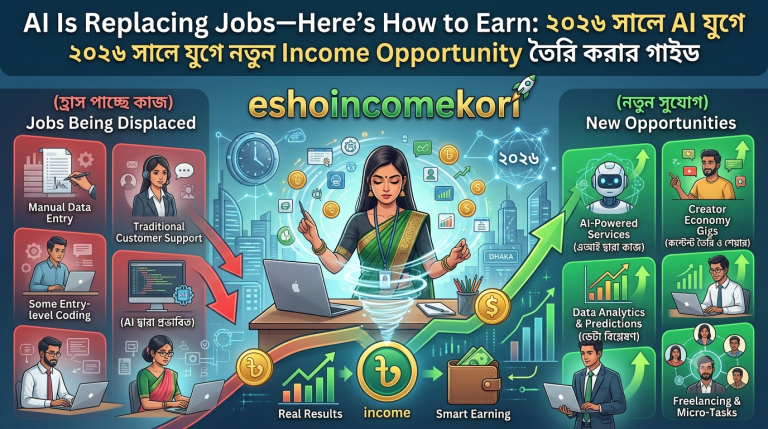 AI Is Replacing Jobs—Here’s How to Earn: ২০২৬ সালে AI যুগে নতুন Income Opportunity তৈরি করার গাইড