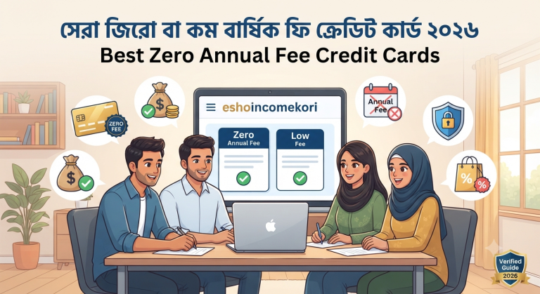 সেরা জিরো বা কম বার্ষিক ফি ক্রেডিট কার্ড ২০২৬ | Best Zero Annual Fee Credit Cards