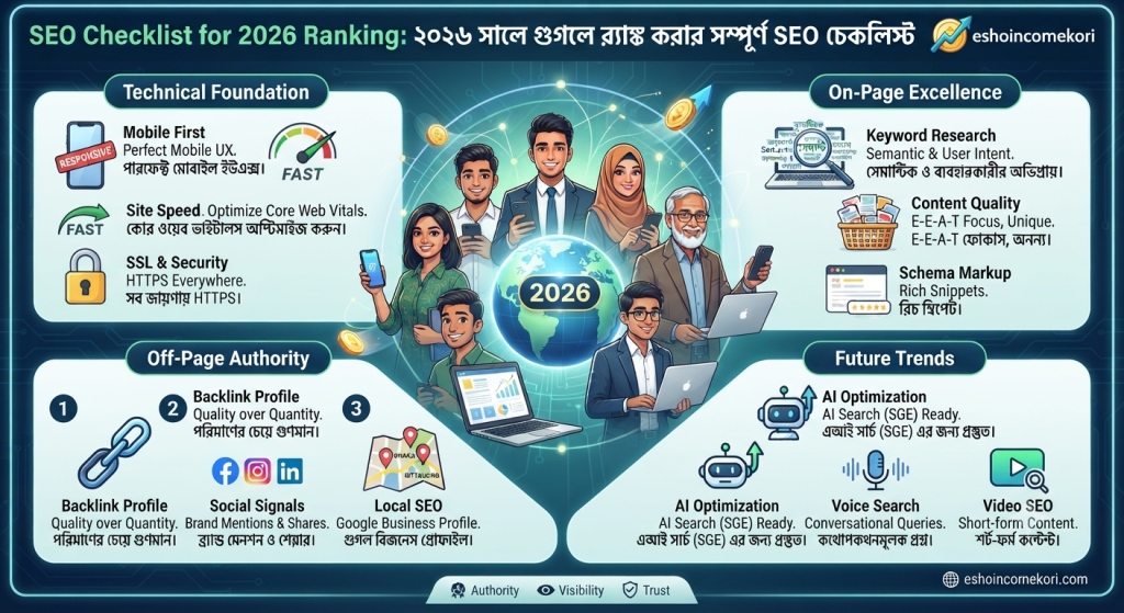 SEO Checklist for 2026 Ranking (২০২৬ সালে গুগলে র্যাঙ্ক করার সম্পূর্ণ SEO চেকলিস্ট)