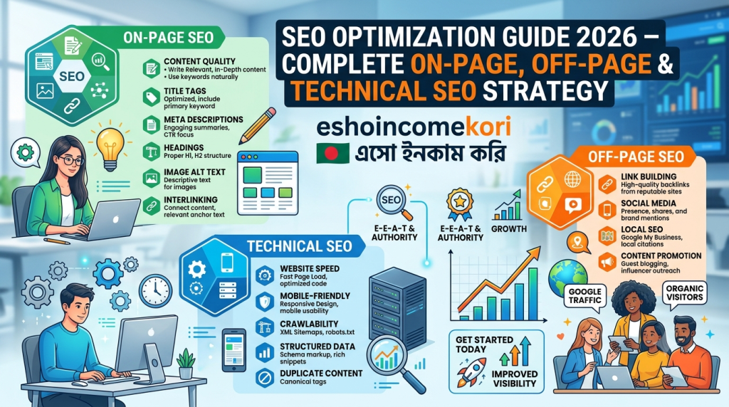 SEO Optimization Guide 2026 – Complete On-Page, Off-Page & Technical SEO Strategy