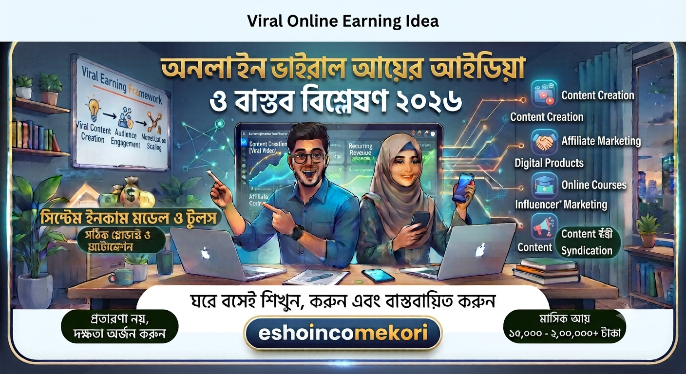 Viral online earning idea অনলাইন ভাইরাল আয়ের আইডিয়া ও বাস্তব বিশ্লেষণ ২০২৬