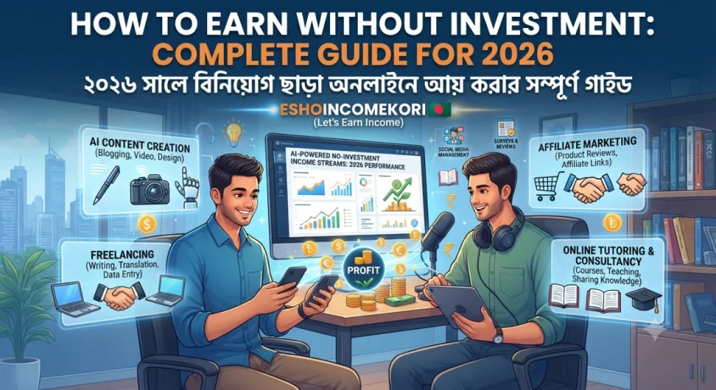 How to Earn Without Investment: ২০২৬ সালে বিনিয়োগ ছাড়া অনলাইনে আয় করার সম্পূর্ণ গাইড