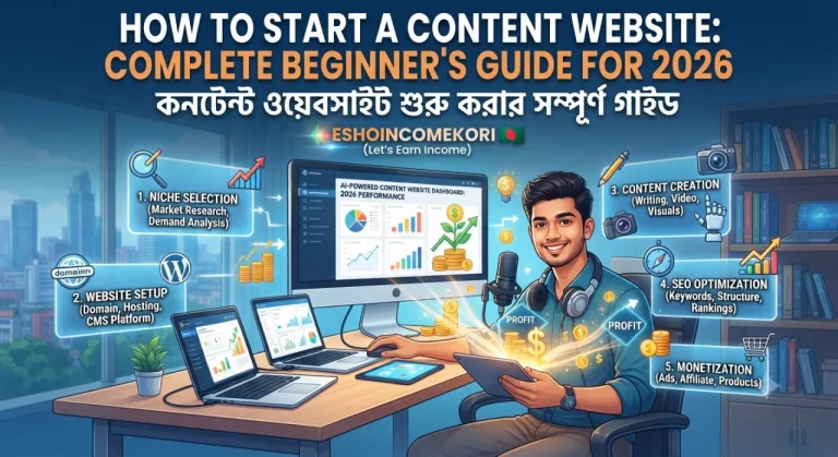 How to Start a Content Website: Complete Beginner's Guide for 2026 | কনটেন্ট ওয়েবসাইট শুরু করার সম্পূর্ণ গাইড
