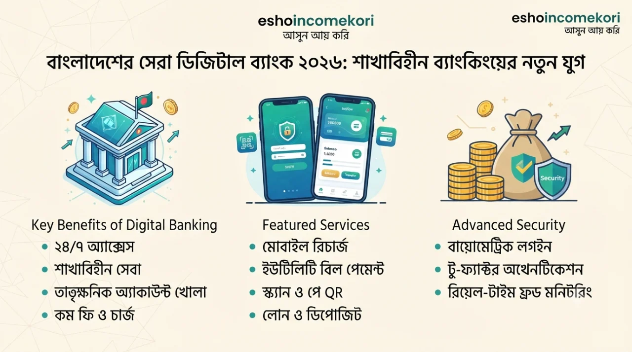 বাংলাদেশের সেরা ডিজিটাল ব্যাংক ২০২৬: শাখাবিহীন ব্যাংকিংয়ের নতুন যুগ | Best Digital Banks in Bangladesh