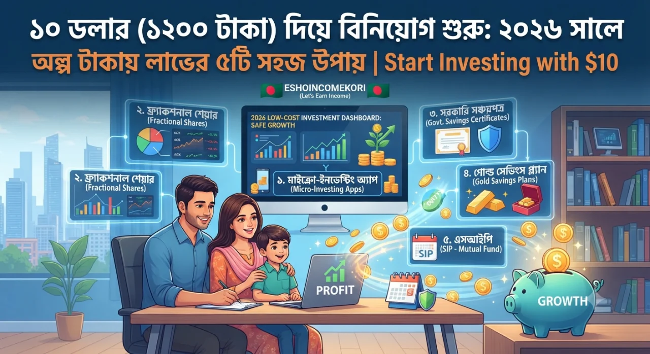 ১০ ডলার (১২০০ টাকা) দিয়ে বিনিয়োগ শুরু: ২০২৬ সালে অল্প টাকায় লাভের ৫টি সহজ উপায় | Start Investing with $10