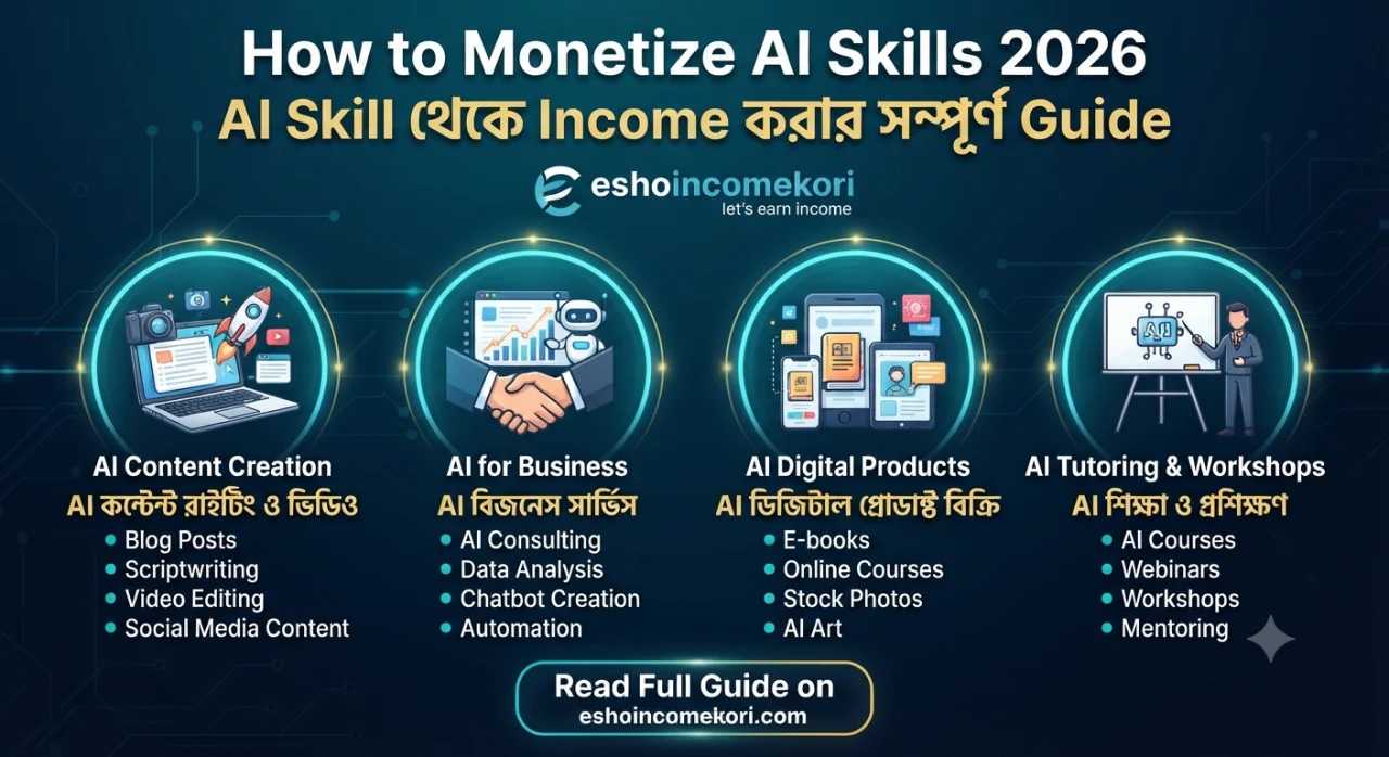How to Monetize AI Skills 2026: AI Skill থেকে Income করার সম্পূর্ণ Guide