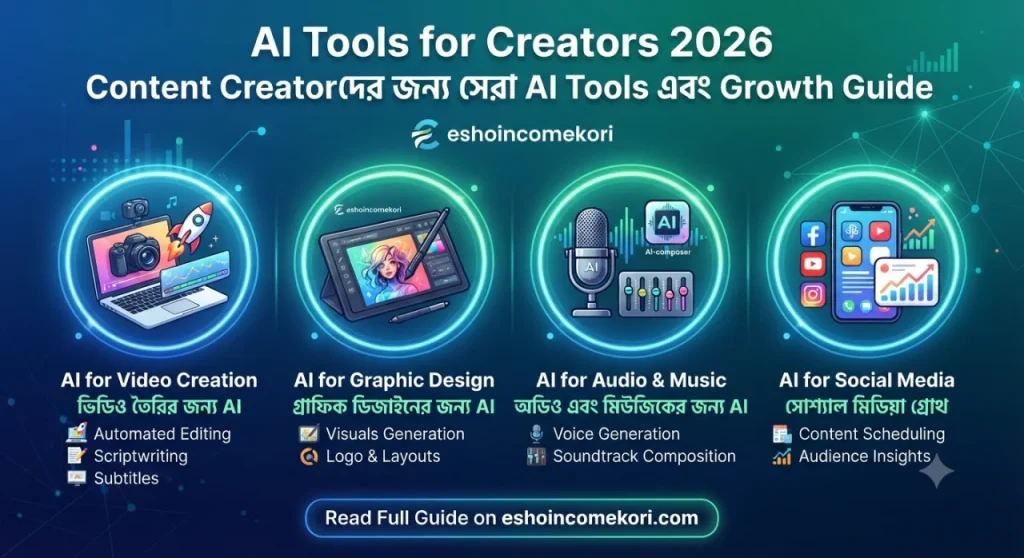AI Tools for Creators 2026: Content Creatorদের জন্য সেরা AI Tools এবং Growth Guide