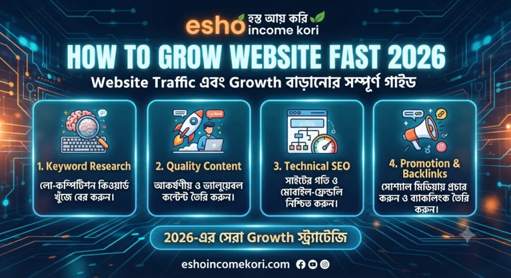 How to Grow Website Fast 2026: Website Traffic এবং Growth বাড়ানোর সম্পূর্ণ গাইড